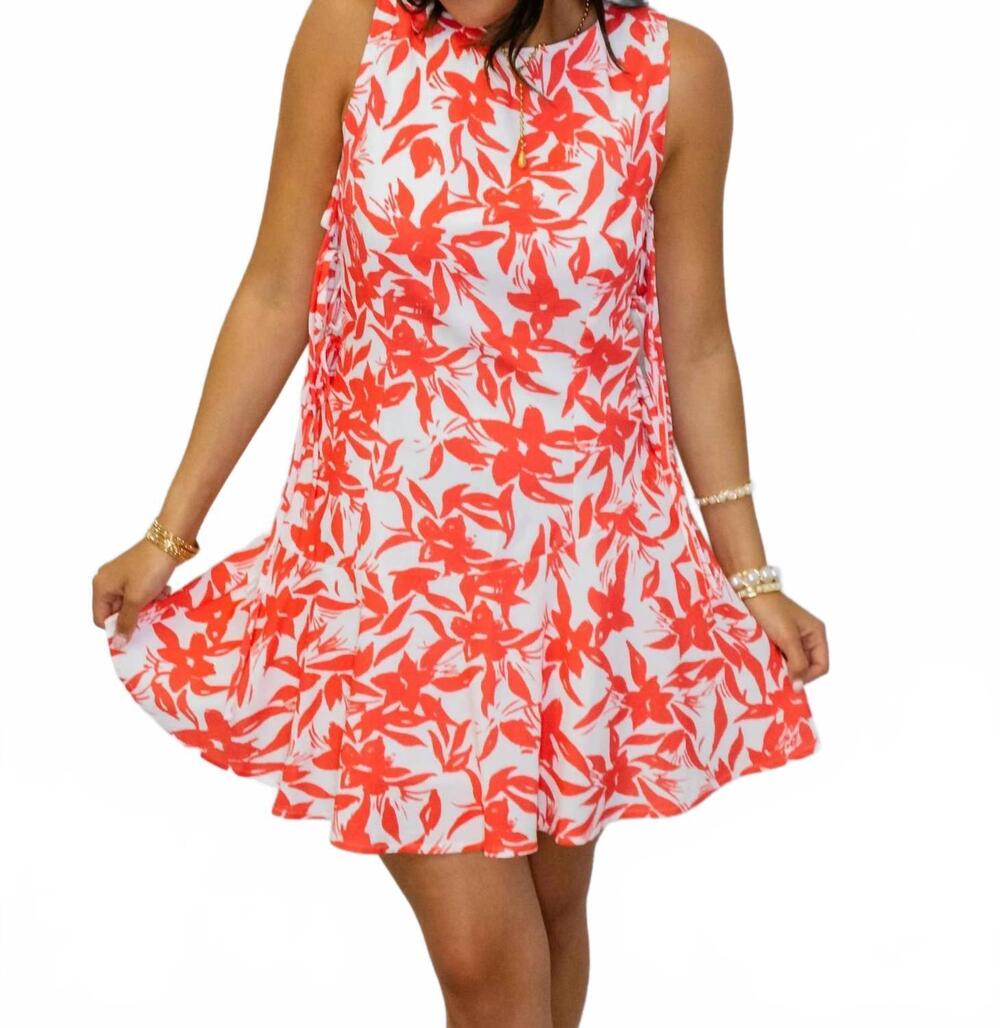NEW HEYSON floral side tie mini dress in red